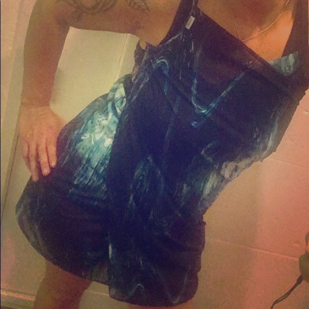 Saress One Size Sarong swim cover black& turquoise